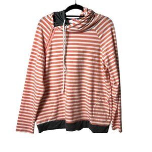 Patpat Simple Striped Hoodie Women’s Size 3XL Pink Gray‎ Long Sleeve NWT